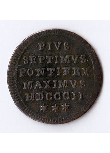 1802 - Pio VII 1/2 Baiocco Roma MB/BB 2 tipo